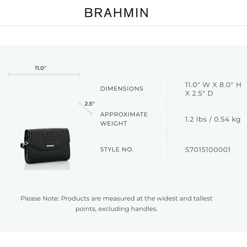 Brahmin Black Jacquelyn Crossbody Bag with Crocodile Embossed Leather - Picture 6 of 6